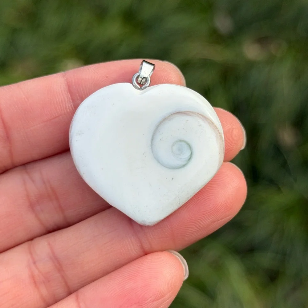 Stainless steel natural Shiva eye‎ heart pendant 1001